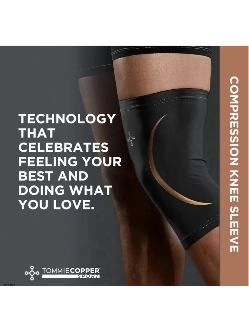 Tommie Copper Knee Compression Sleeve 15-20 mmHg Copper M Slate Gray Support